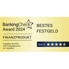 Siegel: BankingCheck Award 2024 - Bestes Festgeld
